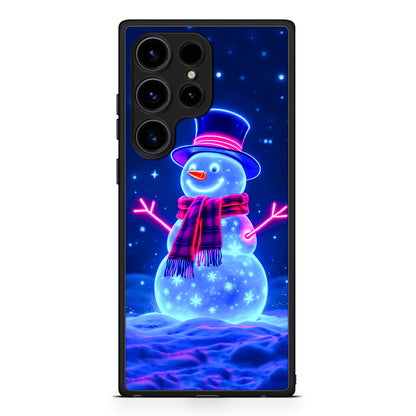 Samsung Galaxy S25 Ultra Christmas Neon Snowman θήκη από τη Smartfits με σχέδιο στο πίσω μέρος και μαύρο περίβλημα | Smartphone case with colorful back and black bezels by Smartfits