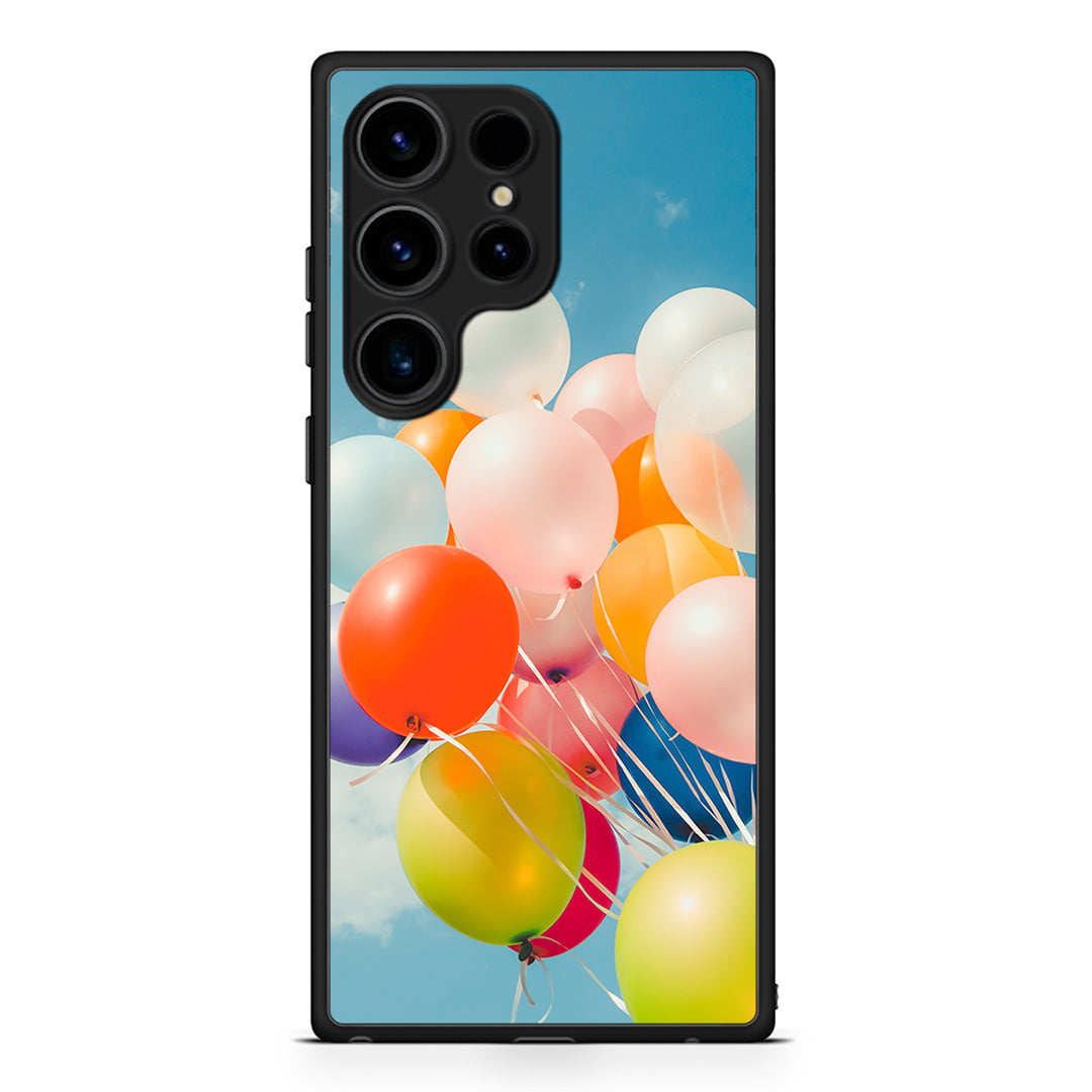Samsung Galaxy S25 Ultra Colorful Balloons θήκη από τη Smartfits με σχέδιο στο πίσω μέρος και μαύρο περίβλημα | Smartphone case with colorful back and black bezels by Smartfits