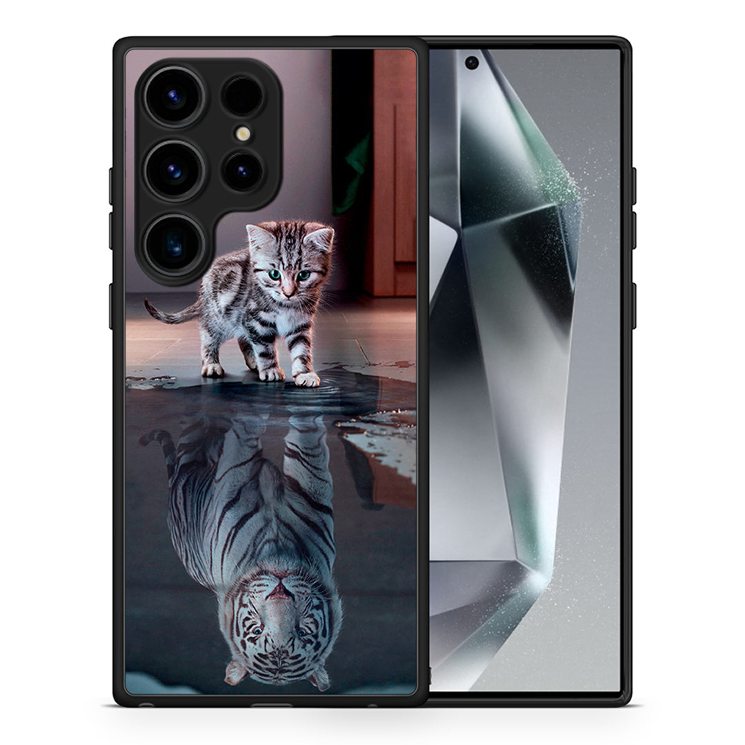Θήκη Samsung Galaxy S25 Ultra Tiger Cute από τη Smartfits με σχέδιο στο πίσω μέρος και μαύρο περίβλημα | Samsung Galaxy S25 Ultra Tiger Cute case with colorful back and black bezels