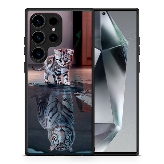 Θήκη Samsung Galaxy S25 Ultra Tiger Cute από τη Smartfits με σχέδιο στο πίσω μέρος και μαύρο περίβλημα | Samsung Galaxy S25 Ultra Tiger Cute case with colorful back and black bezels