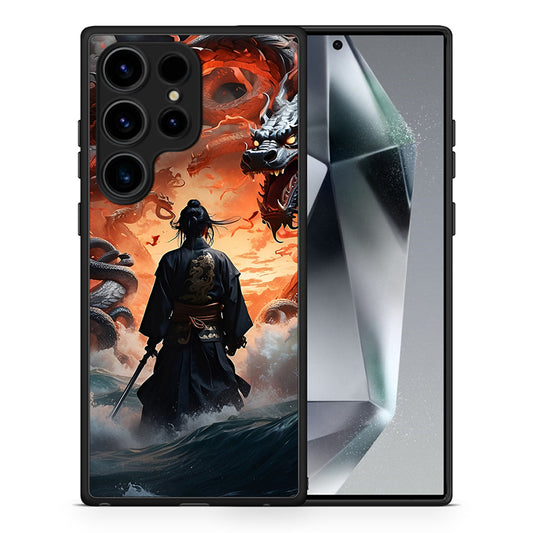 Θήκη Samsung Galaxy S25 Ultra Dragons Fight από τη Smartfits με σχέδιο στο πίσω μέρος και μαύρο περίβλημα | Samsung Galaxy S25 Ultra Dragons Fight case with colorful back and black bezels