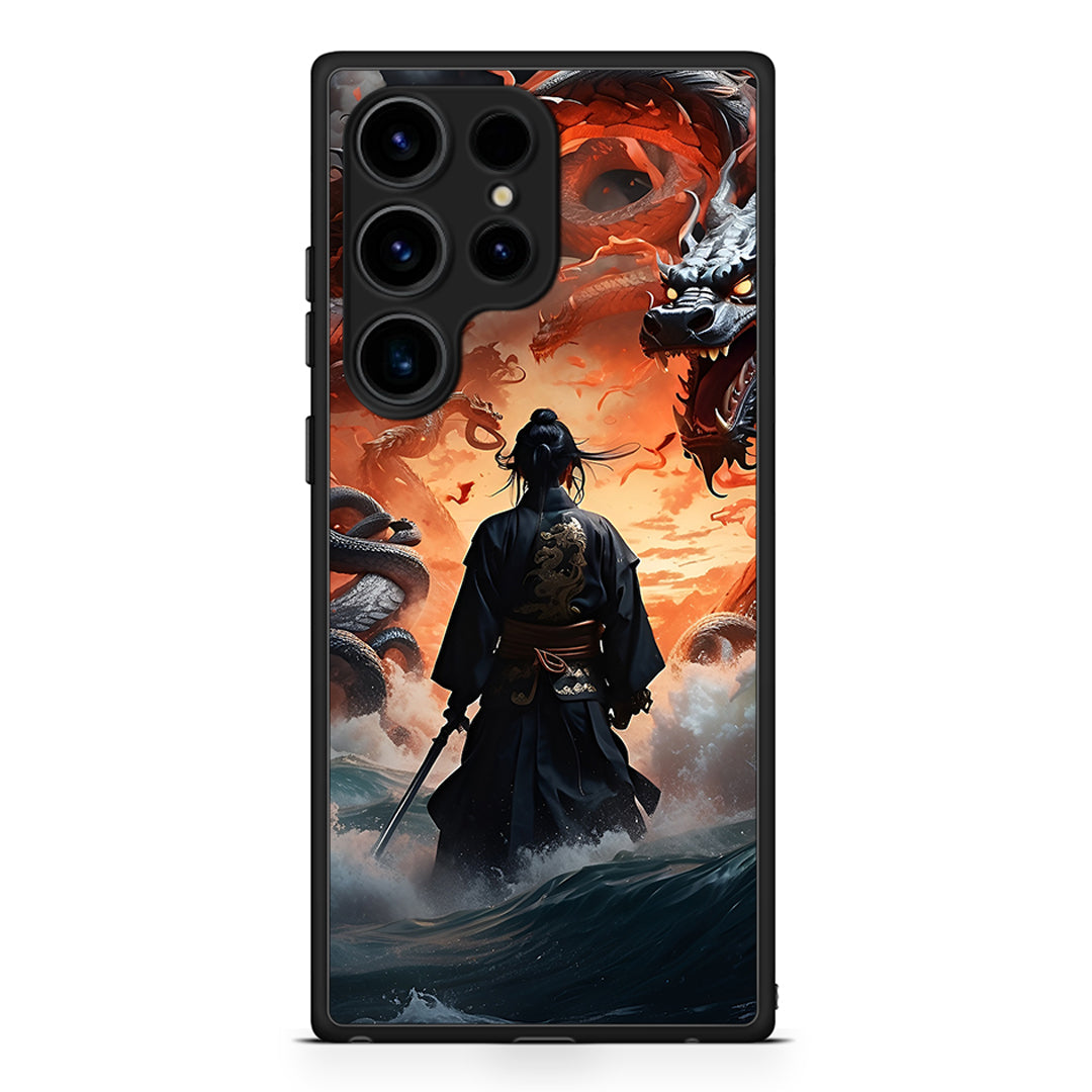 Samsung Galaxy S25 Ultra Dragons Fight θήκη από τη Smartfits με σχέδιο στο πίσω μέρος και μαύρο περίβλημα | Smartphone case with colorful back and black bezels by Smartfits