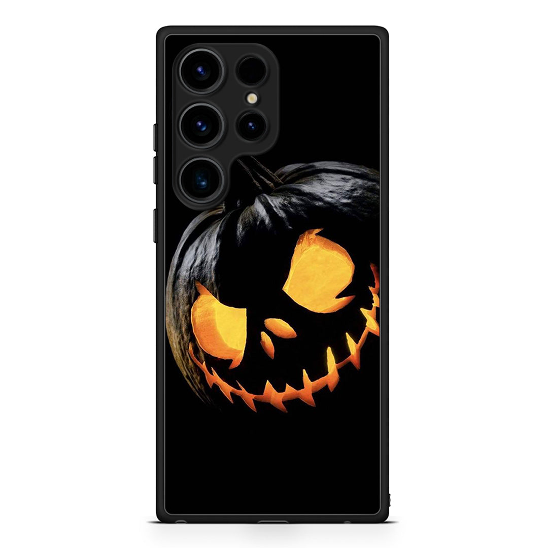 Samsung Galaxy S25 Ultra Halloween Scary Pumpkin Θήκη από τη Smartfits με σχέδιο στο πίσω μέρος και μαύρο περίβλημα | Smartphone case with colorful back and black bezels by Smartfits