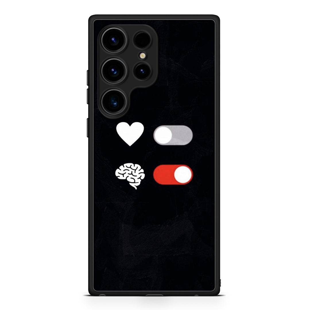 Samsung Galaxy S25 Ultra Heart Vs Brain Θήκη Αγίου Βαλεντίνου από τη Smartfits με σχέδιο στο πίσω μέρος και μαύρο περίβλημα | Smartphone case with colorful back and black bezels by Smartfits
