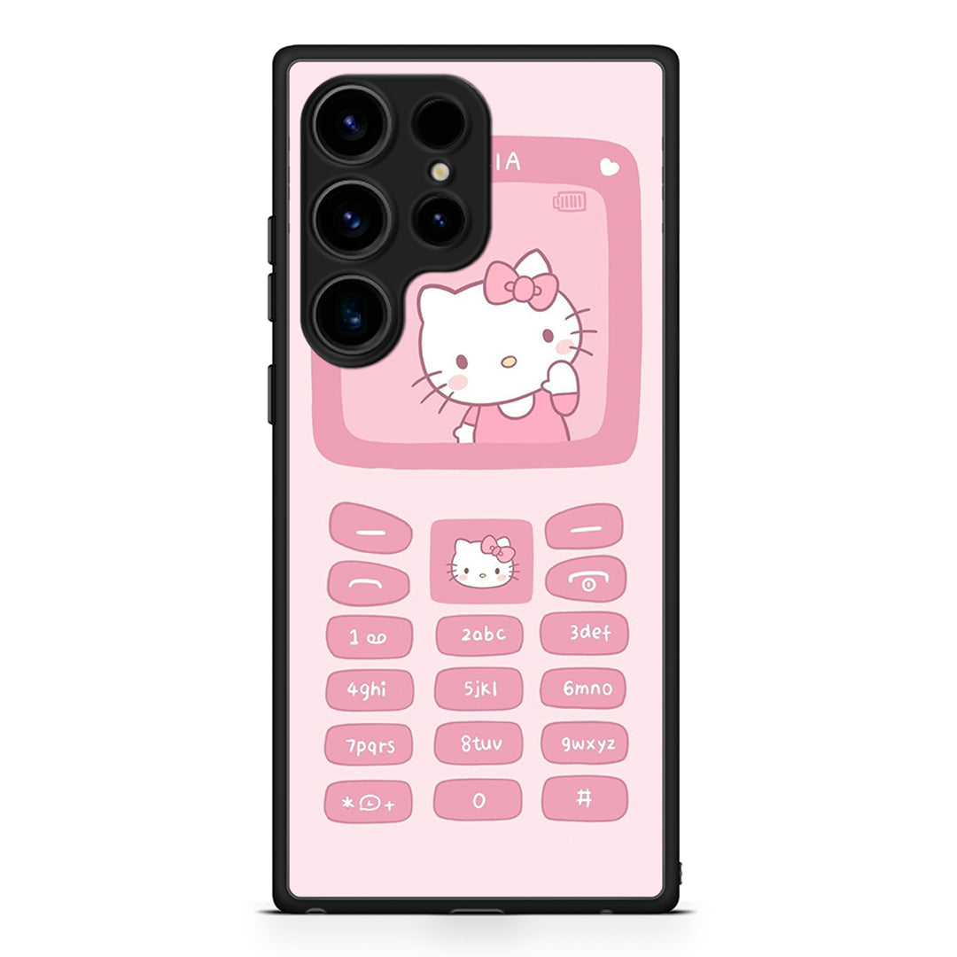 Samsung Galaxy S25 Ultra Hello Kitten Θήκη Αγίου Βαλεντίνου από τη Smartfits με σχέδιο στο πίσω μέρος και μαύρο περίβλημα | Smartphone case with colorful back and black bezels by Smartfits
