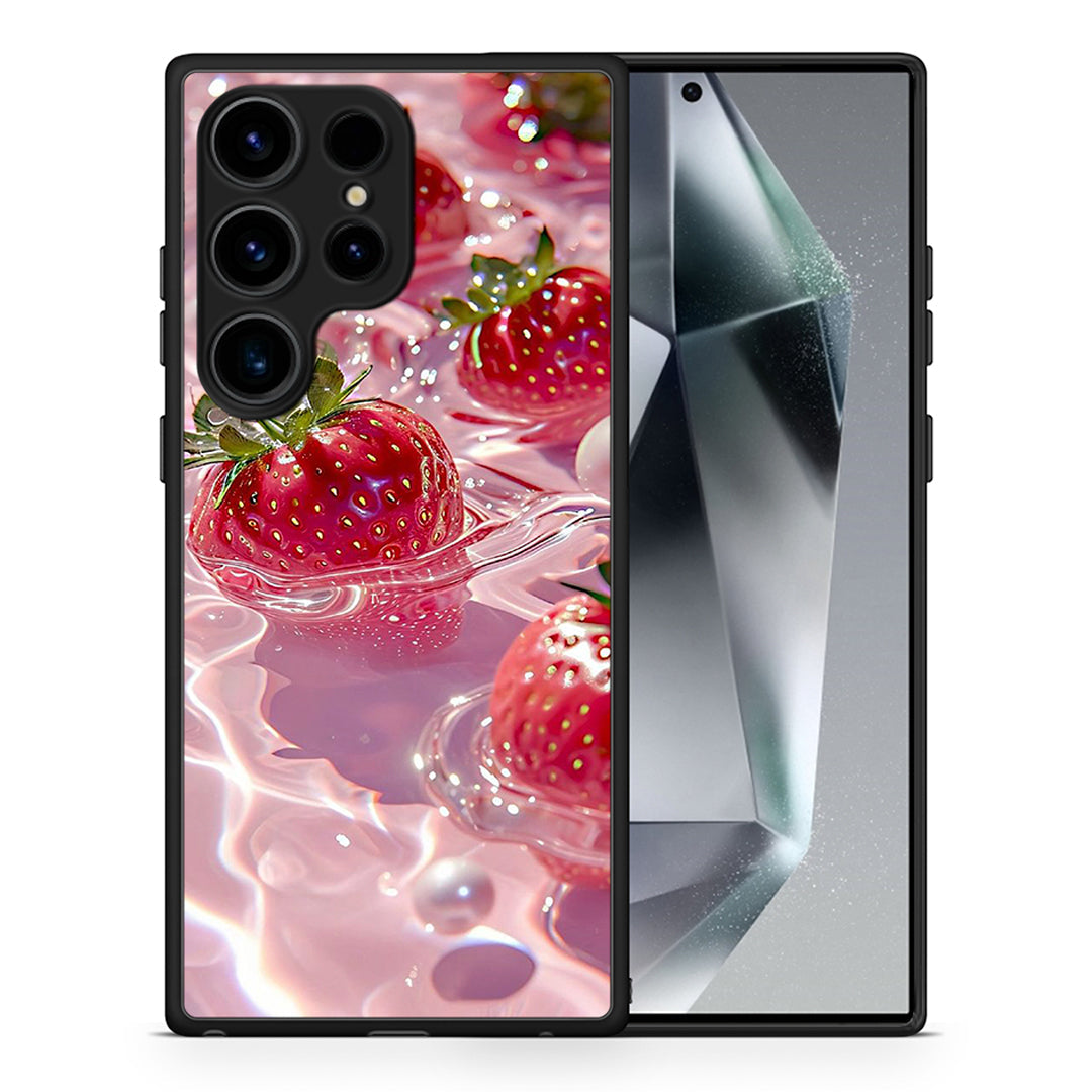 Θήκη Samsung Galaxy S25 Ultra Juicy Strawberries από τη Smartfits με σχέδιο στο πίσω μέρος και μαύρο περίβλημα | Samsung Galaxy S25 Ultra Juicy Strawberries case with colorful back and black bezels