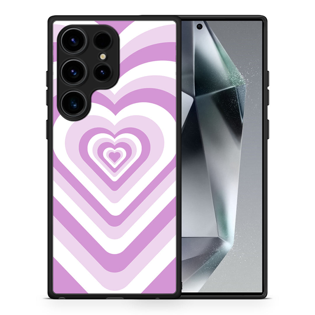 Θήκη Samsung Galaxy S25 Ultra Lilac Hearts από τη Smartfits με σχέδιο στο πίσω μέρος και μαύρο περίβλημα | Samsung Galaxy S25 Ultra Lilac Hearts case with colorful back and black bezels