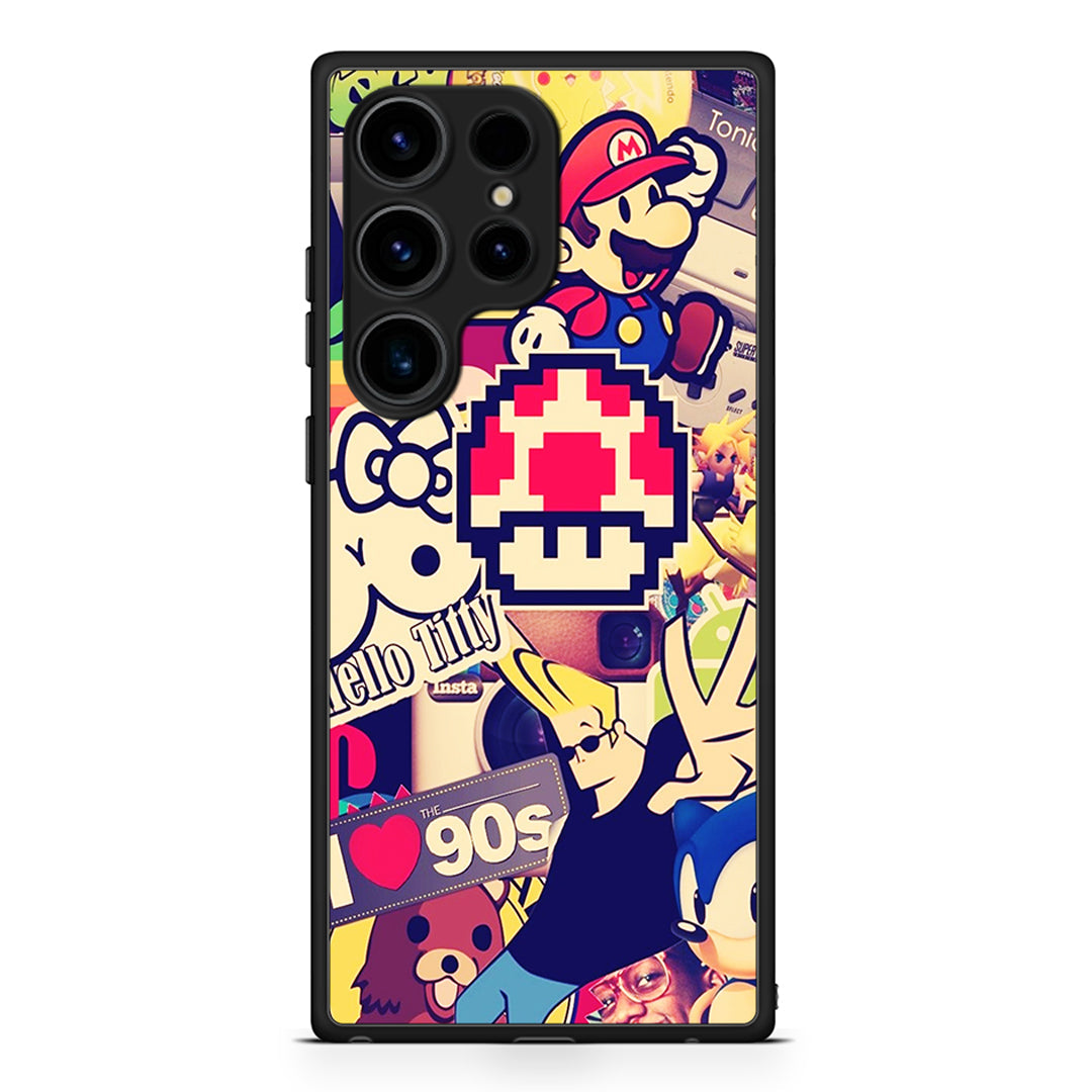 Samsung Galaxy S25 Ultra Love The 90s θήκη από τη Smartfits με σχέδιο στο πίσω μέρος και μαύρο περίβλημα | Smartphone case with colorful back and black bezels by Smartfits