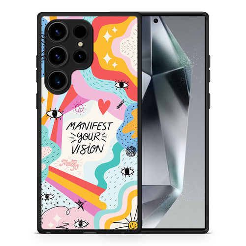 Θήκη Samsung Galaxy S25 Ultra Manifest Your Vision από τη Smartfits με σχέδιο στο πίσω μέρος και μαύρο περίβλημα | Samsung Galaxy S25 Ultra Manifest Your Vision case with colorful back and black bezels