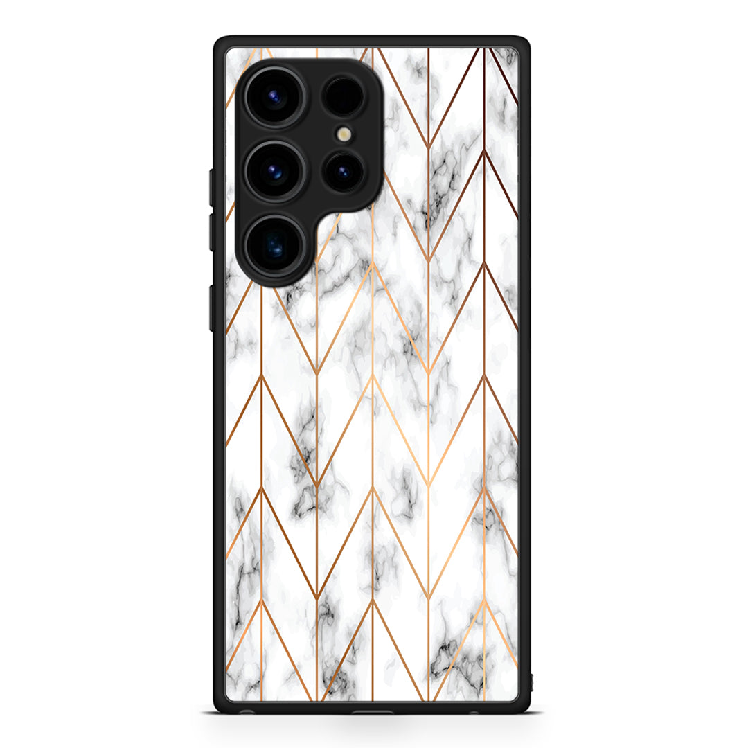 44 - Samsung Galaxy S25 Ultra Gold Geometric Marble case, cover, bumper