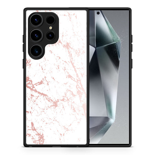 Θήκη Samsung Galaxy S25 Ultra Pink Splash Marble από τη Smartfits με σχέδιο στο πίσω μέρος και μαύρο περίβλημα | Samsung Galaxy S25 Ultra Pink Splash Marble case with colorful back and black bezels