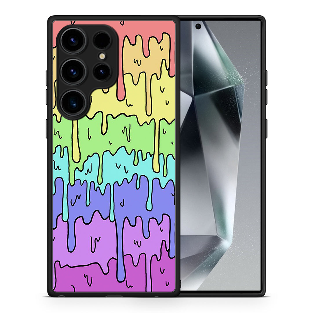 Θήκη Samsung Galaxy S25 Ultra Melting Rainbow από τη Smartfits με σχέδιο στο πίσω μέρος και μαύρο περίβλημα | Samsung Galaxy S25 Ultra Melting Rainbow case with colorful back and black bezels