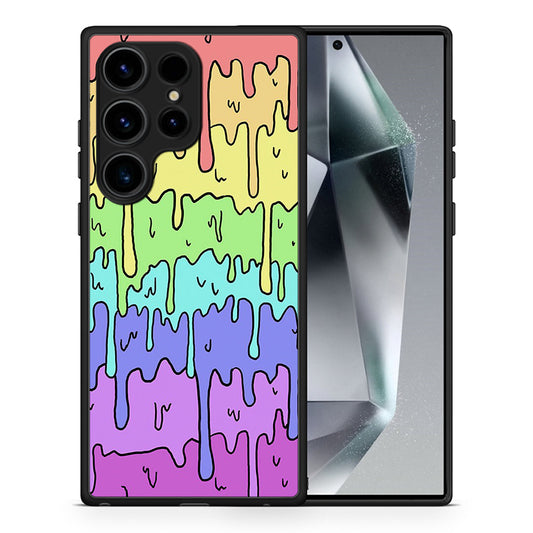 Θήκη Samsung Galaxy S25 Ultra Melting Rainbow από τη Smartfits με σχέδιο στο πίσω μέρος και μαύρο περίβλημα | Samsung Galaxy S25 Ultra Melting Rainbow case with colorful back and black bezels