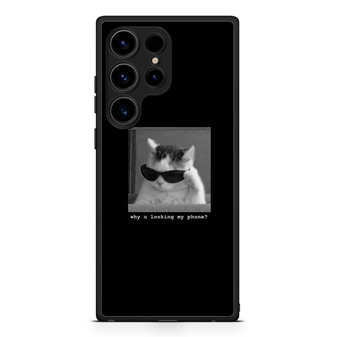 Samsung Galaxy S25 Ultra Meme Cat θήκη από τη Smartfits με σχέδιο στο πίσω μέρος και μαύρο περίβλημα | Smartphone case with colorful back and black bezels by Smartfits
