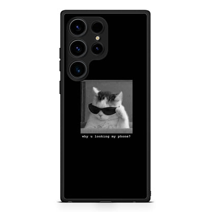 Samsung Galaxy S25 Ultra Meme Cat θήκη από τη Smartfits με σχέδιο στο πίσω μέρος και μαύρο περίβλημα | Smartphone case with colorful back and black bezels by Smartfits