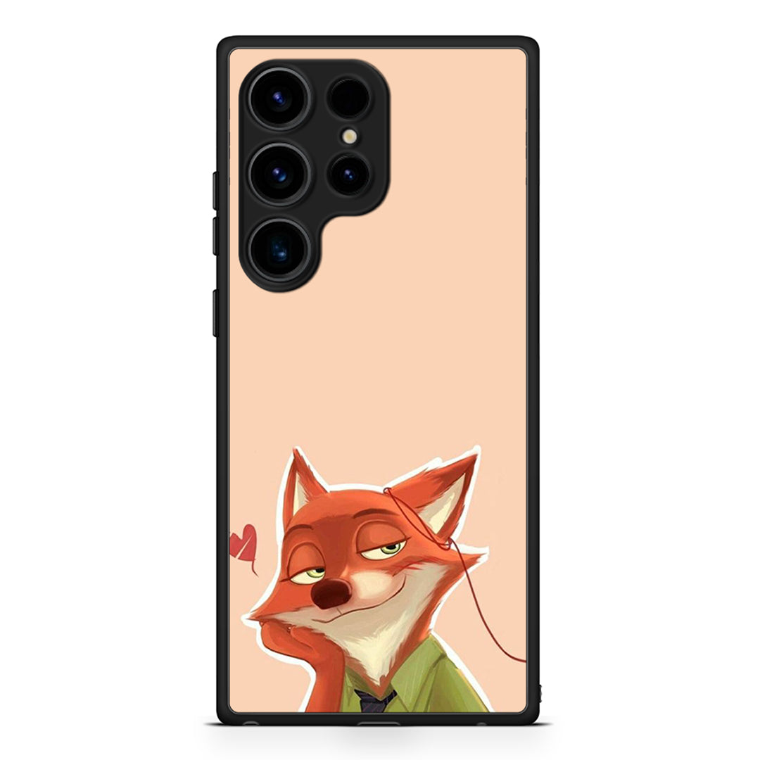 Samsung Galaxy S25 Ultra Nick Wilde And Judy Hopps Love 1 θήκη από τη Smartfits με σχέδιο στο πίσω μέρος και μαύρο περίβλημα | Smartphone case with colorful back and black bezels by Smartfits
