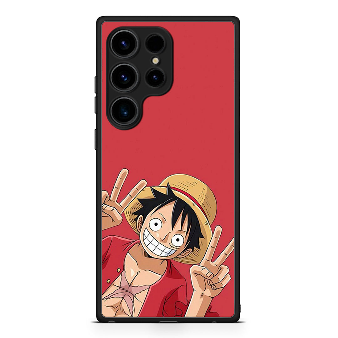 Samsung Galaxy S25 Ultra Pirate Luffy Θήκη από τη Smartfits με σχέδιο στο πίσω μέρος και μαύρο περίβλημα | Smartphone case with colorful back and black bezels by Smartfits