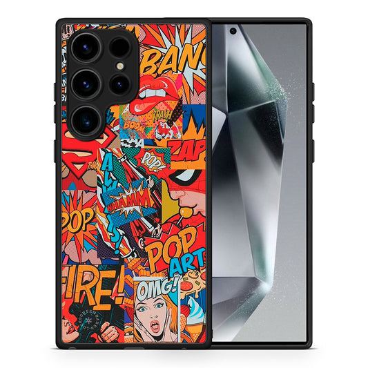 Θήκη Samsung Galaxy S25 Ultra PopArt OMG από τη Smartfits με σχέδιο στο πίσω μέρος και μαύρο περίβλημα | Samsung Galaxy S25 Ultra PopArt OMG case with colorful back and black bezels