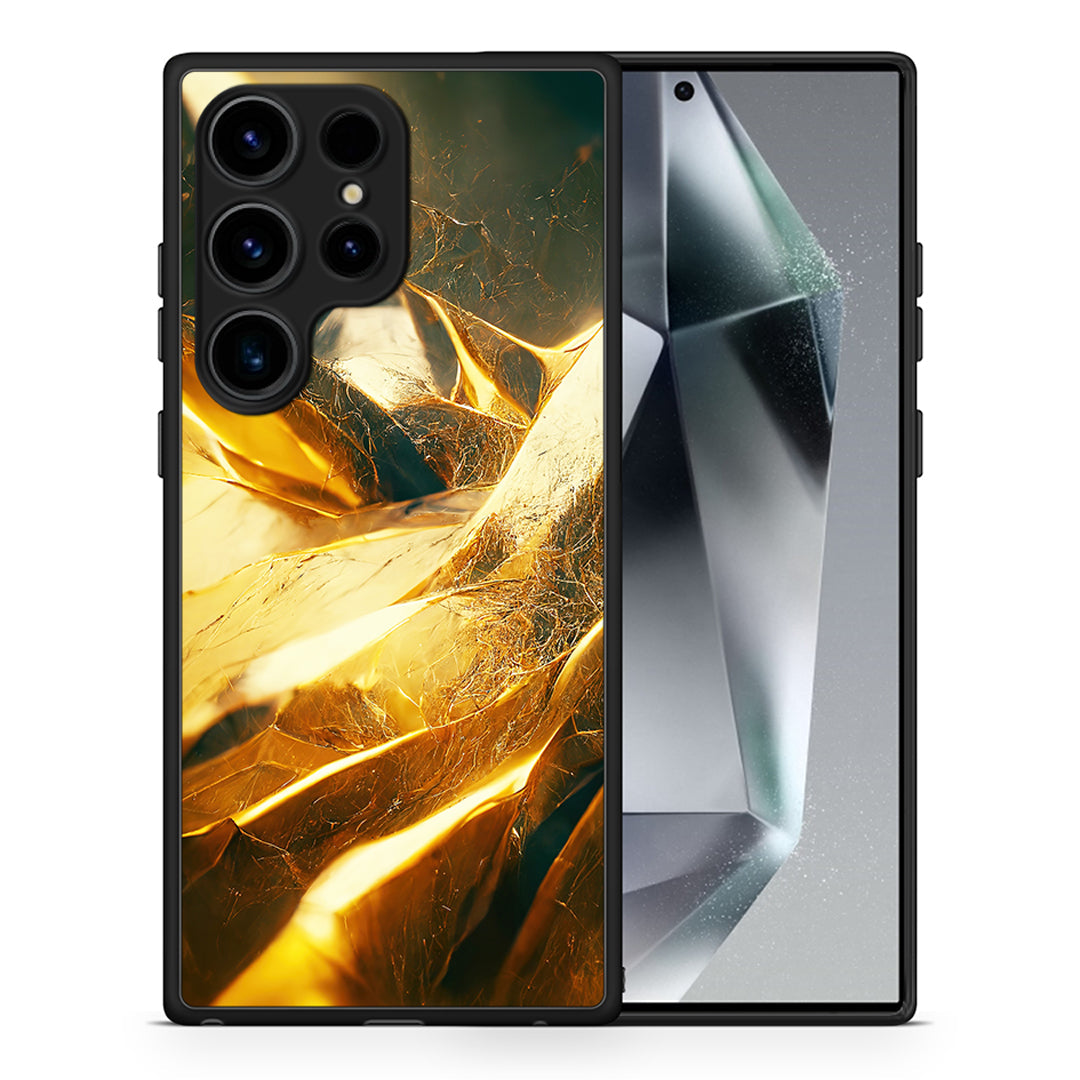 Θήκη Samsung Galaxy S25 Ultra Real Gold από τη Smartfits με σχέδιο στο πίσω μέρος και μαύρο περίβλημα | Samsung Galaxy S25 Ultra Real Gold case with colorful back and black bezels