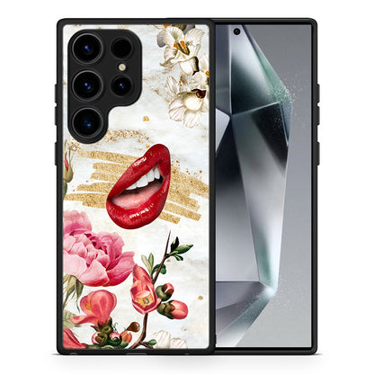 Θήκη Samsung Galaxy S25 Ultra Red Lips από τη Smartfits με σχέδιο στο πίσω μέρος και μαύρο περίβλημα | Samsung Galaxy S25 Ultra Red Lips case with colorful back and black bezels