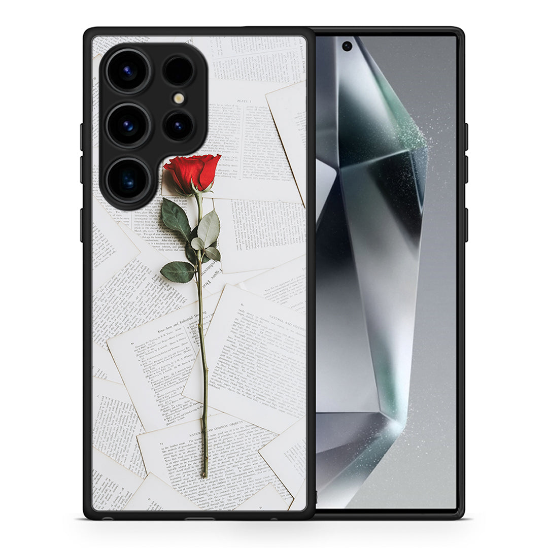 Θήκη Samsung Galaxy S25 Ultra Red Rose από τη Smartfits με σχέδιο στο πίσω μέρος και μαύρο περίβλημα | Samsung Galaxy S25 Ultra Red Rose case with colorful back and black bezels