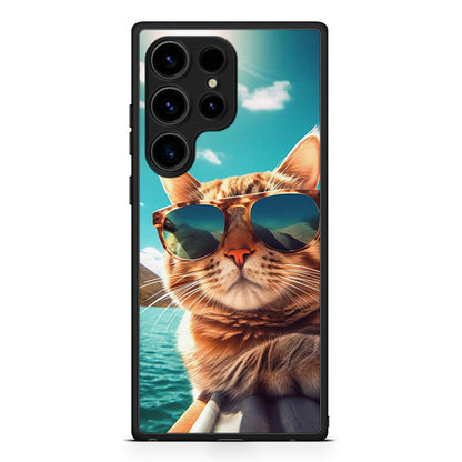 Samsung Galaxy S25 Ultra Summer Cat θήκη από τη Smartfits με σχέδιο στο πίσω μέρος και μαύρο περίβλημα | Smartphone case with colorful back and black bezels by Smartfits