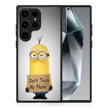 Θήκη Samsung Galaxy S25 Ultra Minion Text από τη Smartfits με σχέδιο στο πίσω μέρος και μαύρο περίβλημα | Samsung Galaxy S25 Ultra Minion Text case with colorful back and black bezels