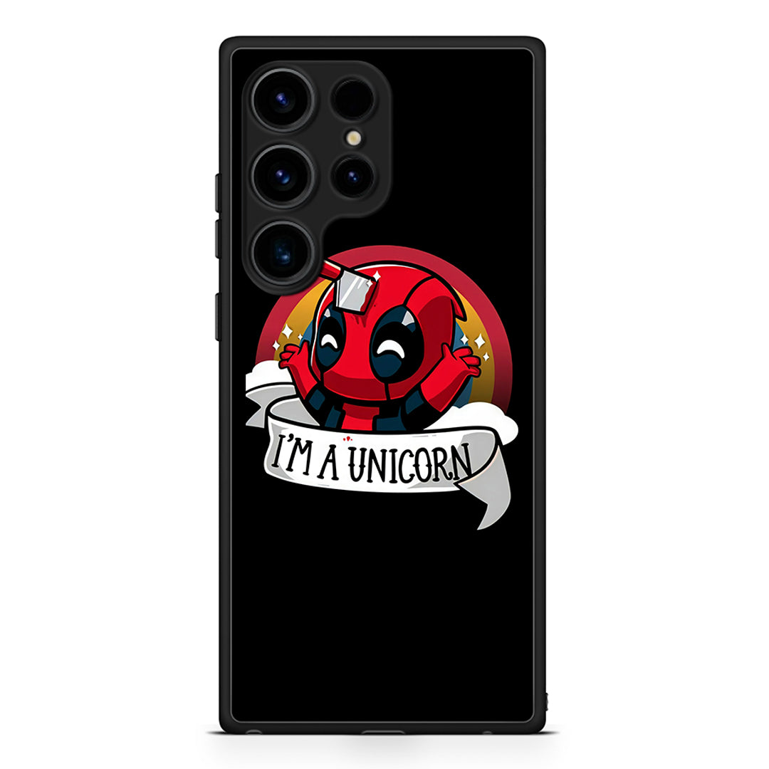 Samsung Galaxy S25 Ultra Unicorn Deadpool θήκη από τη Smartfits με σχέδιο στο πίσω μέρος και μαύρο περίβλημα | Smartphone case with colorful back and black bezels by Smartfits