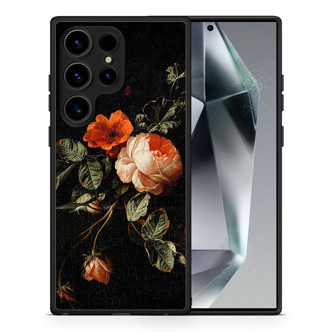Θήκη Samsung Galaxy S25 Ultra Vintage Roses από τη Smartfits με σχέδιο στο πίσω μέρος και μαύρο περίβλημα | Samsung Galaxy S25 Ultra Vintage Roses case with colorful back and black bezels