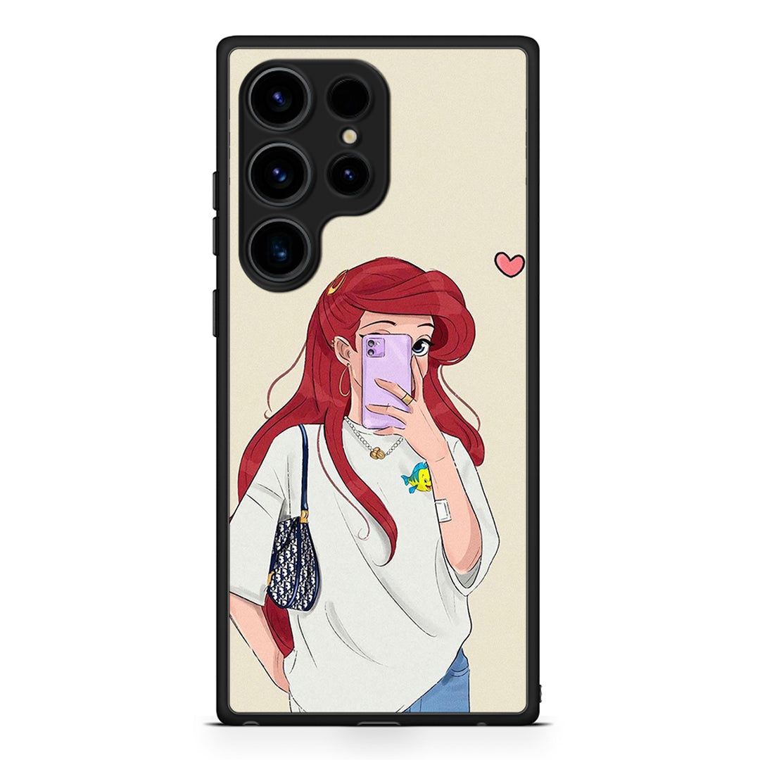 Samsung Galaxy S25 Ultra Walking Mermaid Θήκη από τη Smartfits με σχέδιο στο πίσω μέρος και μαύρο περίβλημα | Smartphone case with colorful back and black bezels by Smartfits