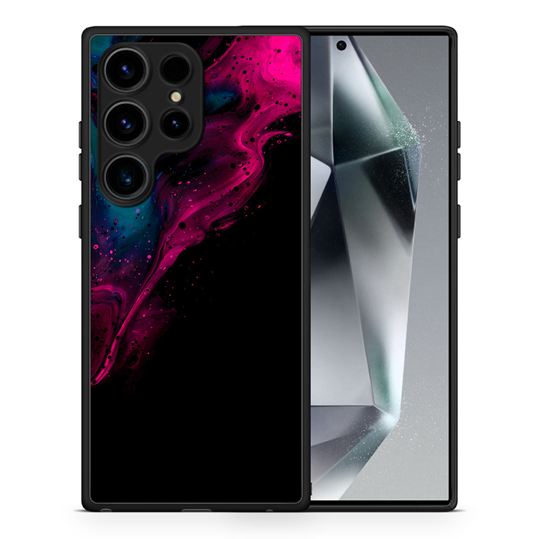 Θήκη Samsung Galaxy S25 Ultra Pink Black Watercolor από τη Smartfits με σχέδιο στο πίσω μέρος και μαύρο περίβλημα | Samsung Galaxy S25 Ultra Pink Black Watercolor case with colorful back and black bezels