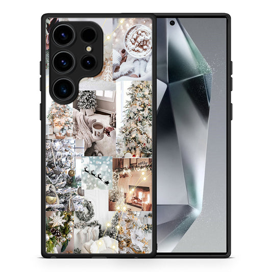 Θήκη Samsung Galaxy S25 Ultra White Christmas από τη Smartfits με σχέδιο στο πίσω μέρος και μαύρο περίβλημα | Samsung Galaxy S25 Ultra White Christmas case with colorful back and black bezels