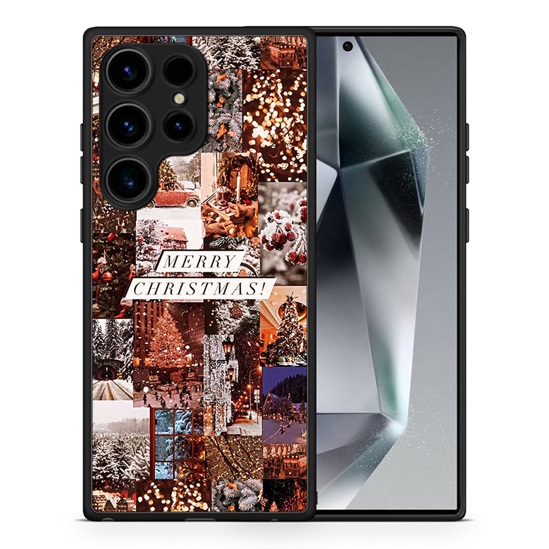 Θήκη Samsung Galaxy S25 Ultra Xmas Collage από τη Smartfits με σχέδιο στο πίσω μέρος και μαύρο περίβλημα | Samsung Galaxy S25 Ultra Xmas Collage case with colorful back and black bezels
