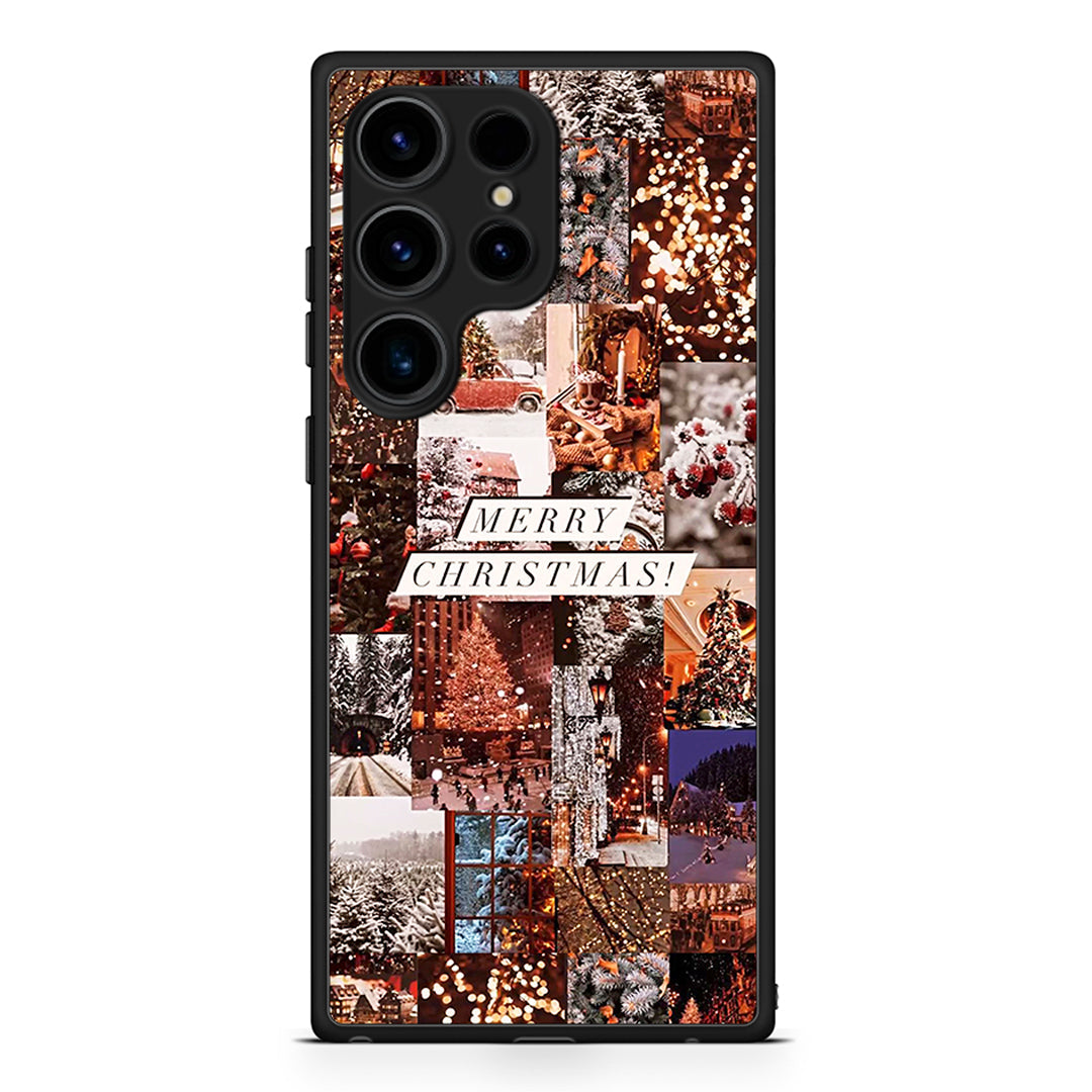 Samsung Galaxy S25 Ultra Xmas Collage θήκη από τη Smartfits με σχέδιο στο πίσω μέρος και μαύρο περίβλημα | Smartphone case with colorful back and black bezels by Smartfits