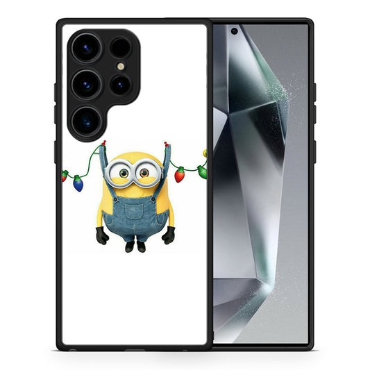 Θήκη Samsung Galaxy S25 Ultra Xmas Minion Lights από τη Smartfits με σχέδιο στο πίσω μέρος και μαύρο περίβλημα | Samsung Galaxy S25 Ultra Xmas Minion Lights case with colorful back and black bezels