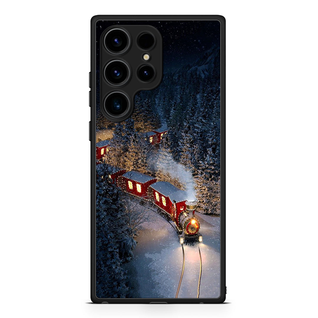 Samsung Galaxy S25 Ultra Xmas Train θήκη από τη Smartfits με σχέδιο στο πίσω μέρος και μαύρο περίβλημα | Smartphone case with colorful back and black bezels by Smartfits