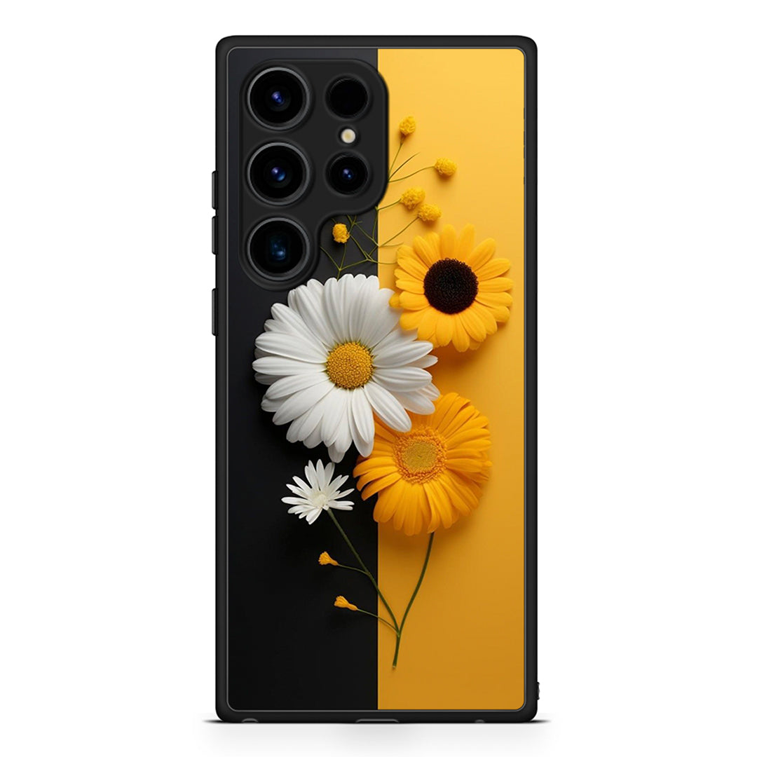 Samsung Galaxy S25 Ultra Yellow Daisies θήκη από τη Smartfits με σχέδιο στο πίσω μέρος και μαύρο περίβλημα | Smartphone case with colorful back and black bezels by Smartfits