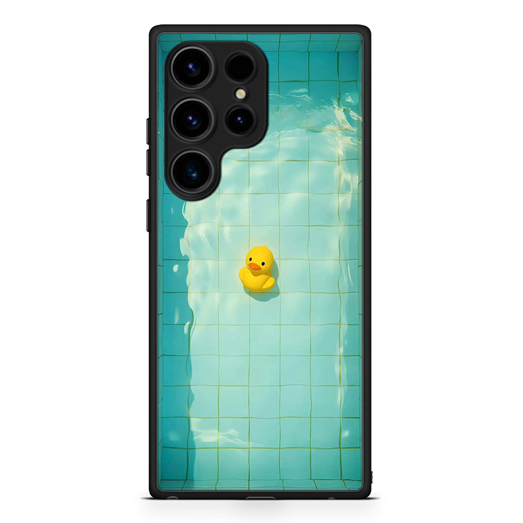 Samsung Galaxy S25 Ultra Yellow Duck θήκη από τη Smartfits με σχέδιο στο πίσω μέρος και μαύρο περίβλημα | Smartphone case with colorful back and black bezels by Smartfits