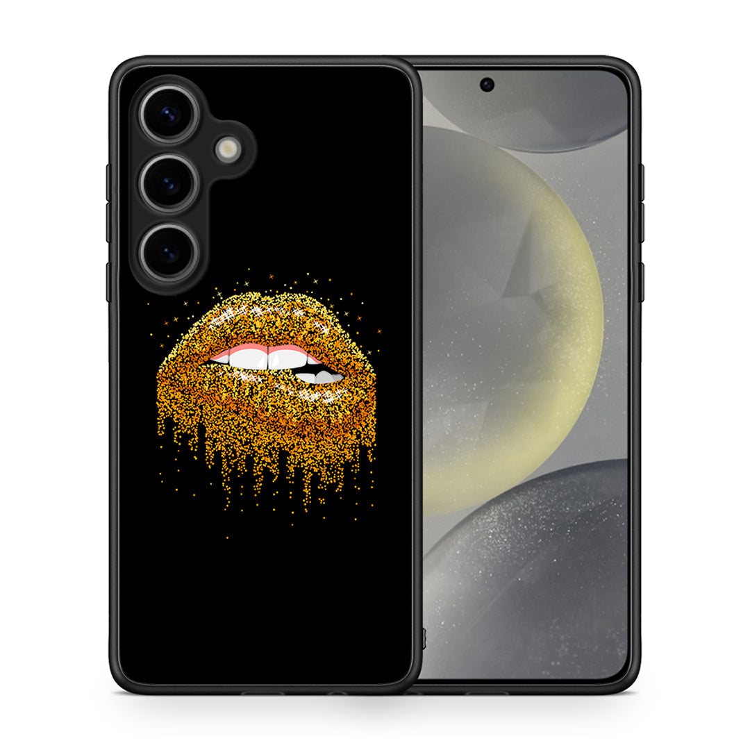 Θήκη Samsung Galaxy S25 Golden Valentine από τη Smartfits με σχέδιο στο πίσω μέρος και μαύρο περίβλημα | Samsung Galaxy S25 Golden Valentine case with colorful back and black bezels