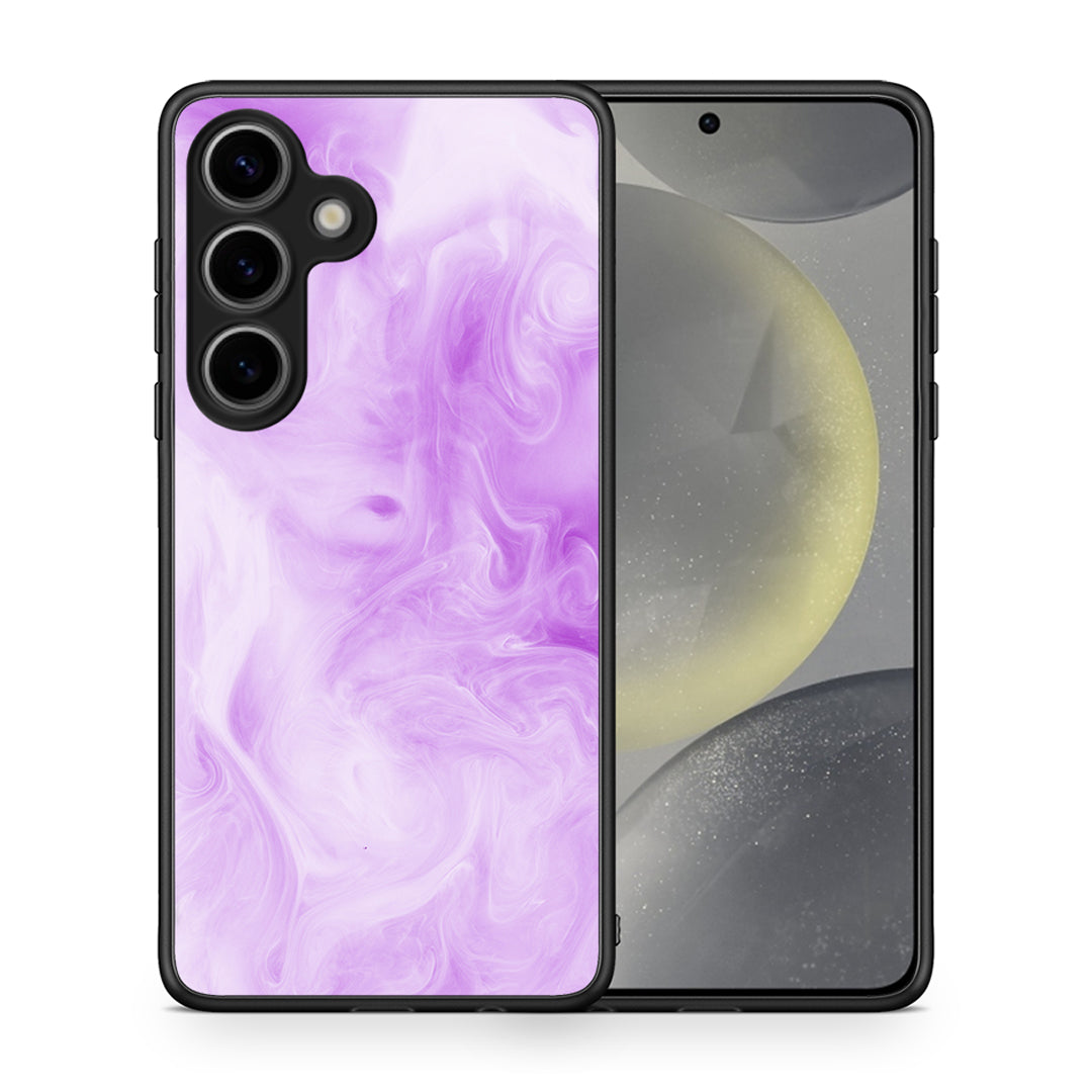 Θήκη Samsung Galaxy S25 Lavender Watercolor από τη Smartfits με σχέδιο στο πίσω μέρος και μαύρο περίβλημα | Samsung Galaxy S25 Lavender Watercolor case with colorful back and black bezels