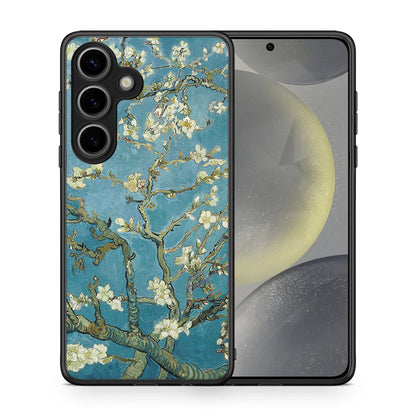 Θήκη Samsung Galaxy S25 White Blossoms από τη Smartfits με σχέδιο στο πίσω μέρος και μαύρο περίβλημα | Samsung Galaxy S25 White Blossoms case with colorful back and black bezels