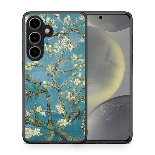 Θήκη Samsung Galaxy S25 White Blossoms από τη Smartfits με σχέδιο στο πίσω μέρος και μαύρο περίβλημα | Samsung Galaxy S25 White Blossoms case with colorful back and black bezels