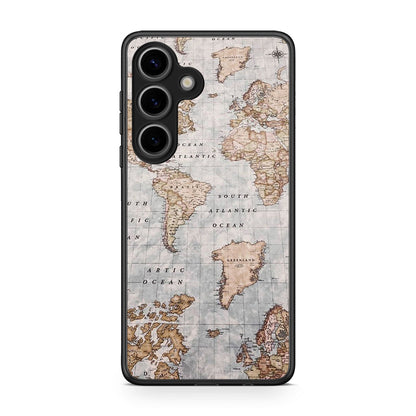 Samsung Galaxy S25 World Map Θήκη από τη Smartfits με σχέδιο στο πίσω μέρος και μαύρο περίβλημα | Smartphone case with colorful back and black bezels by Smartfits