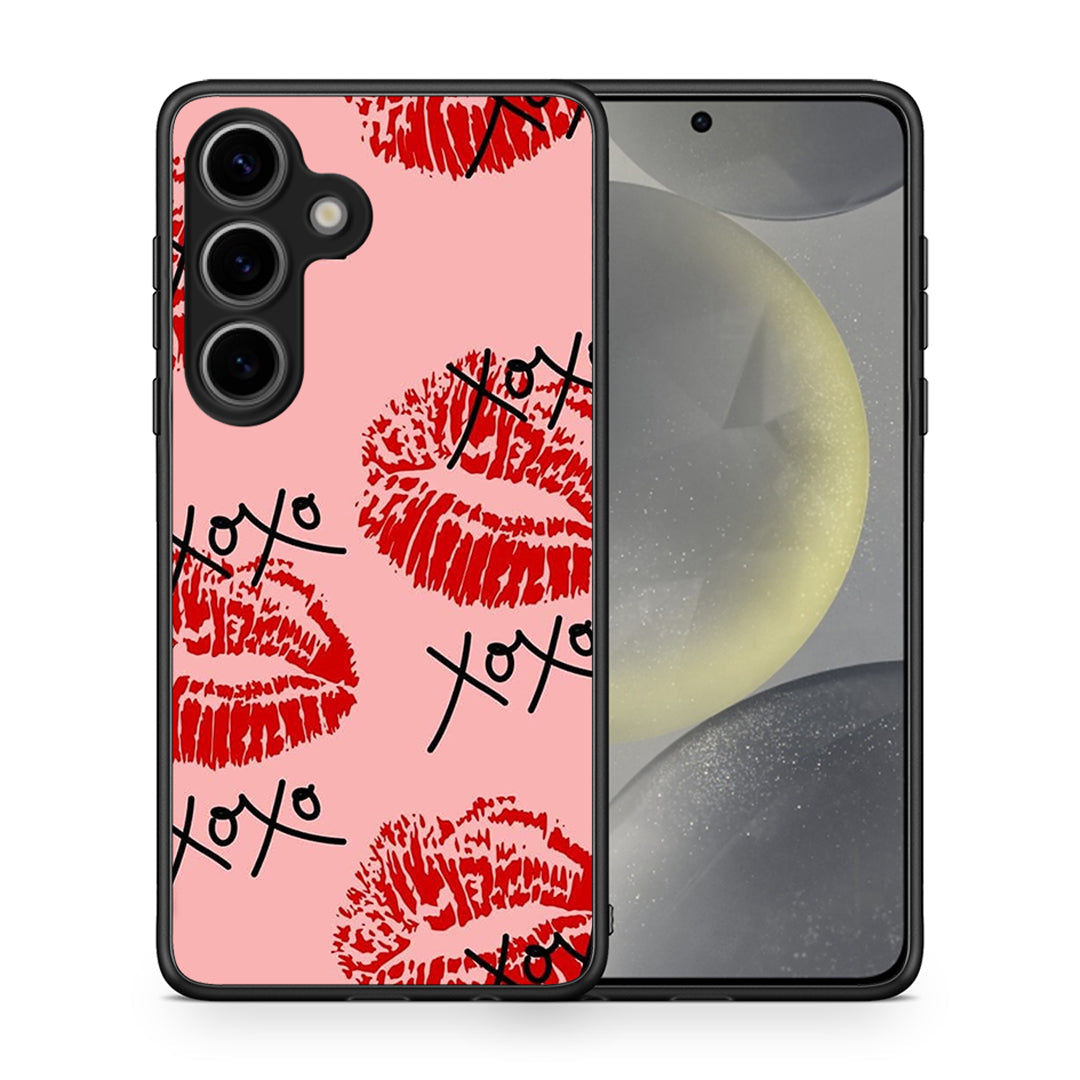 Θήκη Samsung Galaxy S25 XOXO Lips από τη Smartfits με σχέδιο στο πίσω μέρος και μαύρο περίβλημα | Samsung Galaxy S25 XOXO Lips case with colorful back and black bezels