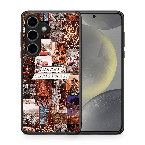 Θήκη Samsung Galaxy S25 Xmas Collage από τη Smartfits με σχέδιο στο πίσω μέρος και μαύρο περίβλημα | Samsung Galaxy S25 Xmas Collage case with colorful back and black bezels