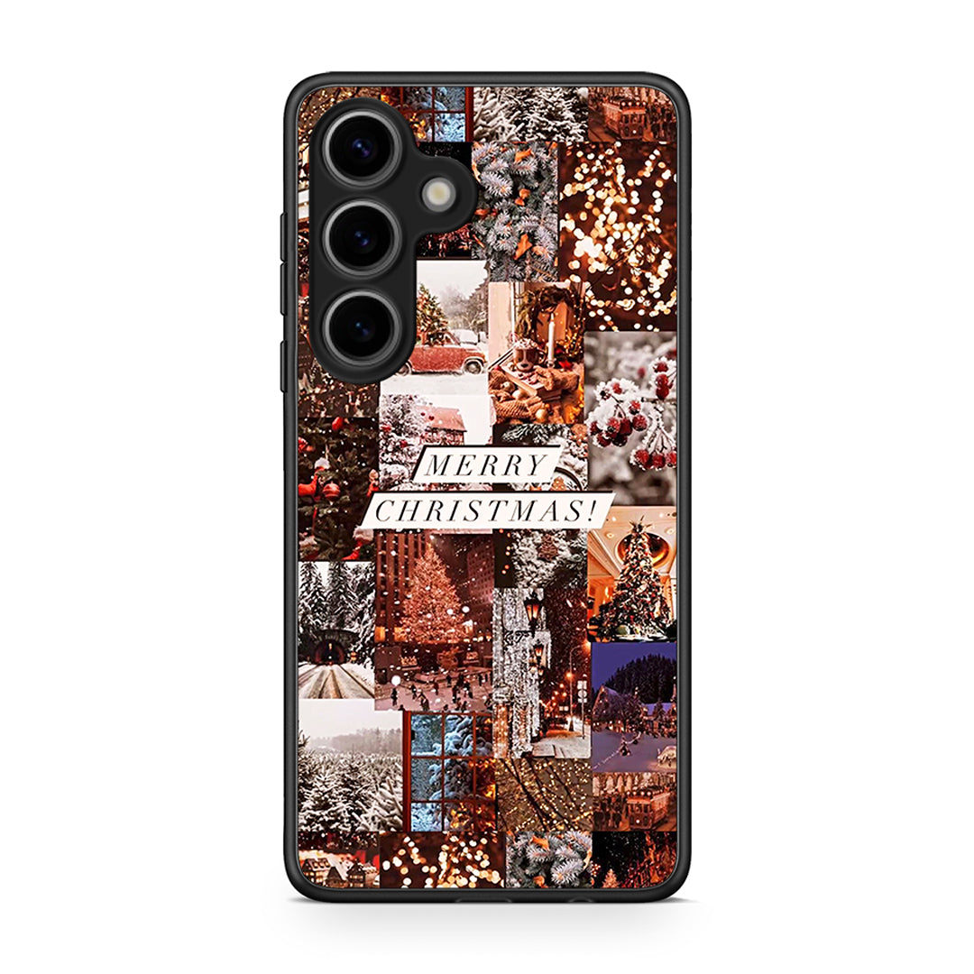 Samsung Galaxy S25 Xmas Collage θήκη από τη Smartfits με σχέδιο στο πίσω μέρος και μαύρο περίβλημα | Smartphone case with colorful back and black bezels by Smartfits