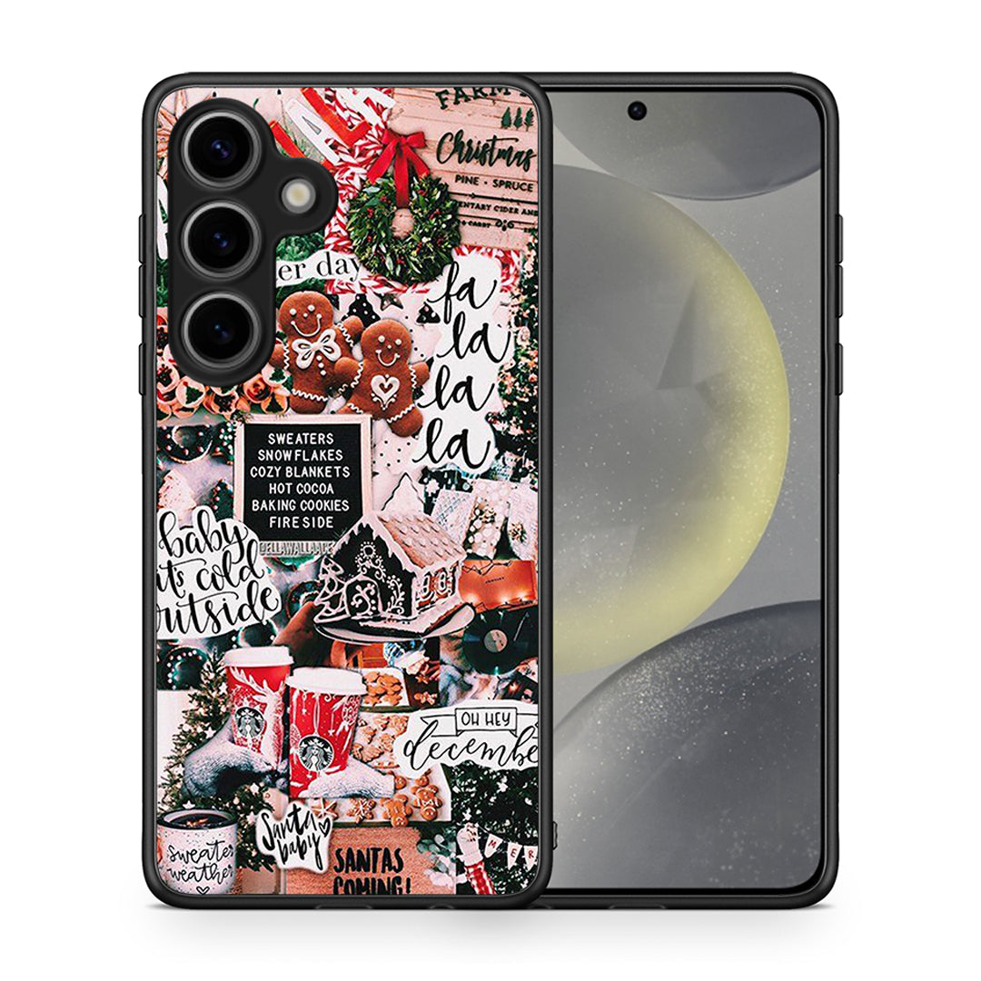 Θήκη Samsung Galaxy S25 Xmas Habbits από τη Smartfits με σχέδιο στο πίσω μέρος και μαύρο περίβλημα | Samsung Galaxy S25 Xmas Habbits case with colorful back and black bezels