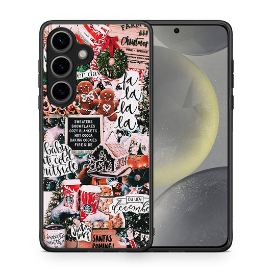 Θήκη Samsung Galaxy S25 Xmas Habbits από τη Smartfits με σχέδιο στο πίσω μέρος και μαύρο περίβλημα | Samsung Galaxy S25 Xmas Habbits case with colorful back and black bezels