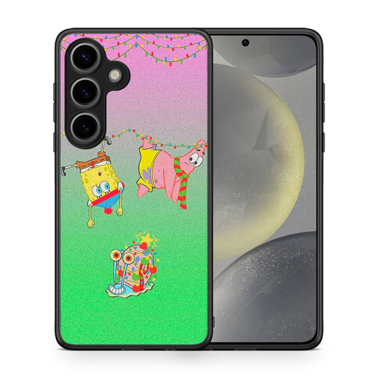 Θήκη Samsung Galaxy S25 Xmas Lights από τη Smartfits με σχέδιο στο πίσω μέρος και μαύρο περίβλημα | Samsung Galaxy S25 Xmas Lights case with colorful back and black bezels