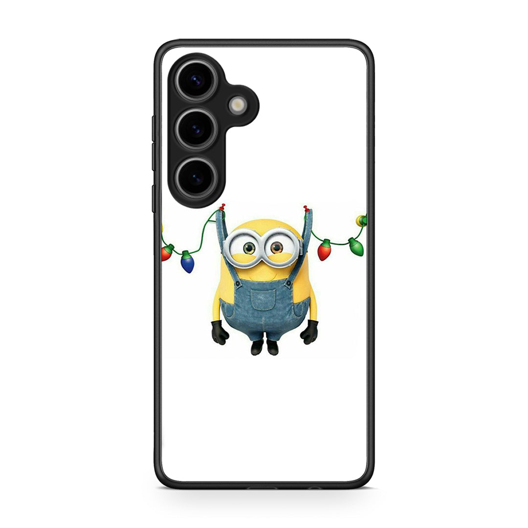 Samsung Galaxy S25 Xmas Minion Lights θήκη από τη Smartfits με σχέδιο στο πίσω μέρος και μαύρο περίβλημα | Smartphone case with colorful back and black bezels by Smartfits